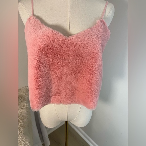 Pink Furry Fuzzy Cropped Tanktop - Picture 2 of 7